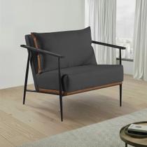 Poltrona em Estrutura de Metal, Estofada e Almofada Inclusa Ferco