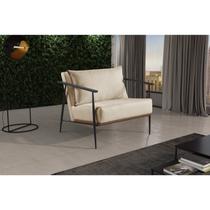 Poltrona em Linho 70cm com Estrutura de Metal Ferco