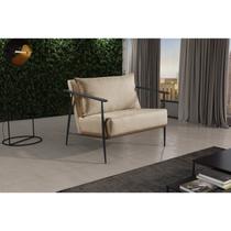 Poltrona em Linho 70cm com Estrutura de Metal Ferco