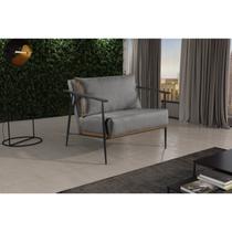 Poltrona em Linho 70cm com Estrutura de Metal Ferco