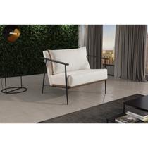 Poltrona em Linho 70cm com Estrutura de Metal Ferco