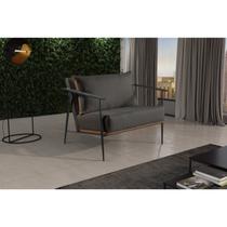 Poltrona em Linho 70cm com Estrutura de Metal Ferco
