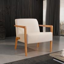 Poltrona em Linho 78cm com Braços de Madeira Lori