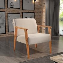 Poltrona em Linho 78cm com Braços de Madeira Perla