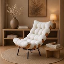 Poltrona em Linho Costela Sala de Estar sem puff Bege/Off White Poltrona em Linho Costela Sala de Estar sem puff Bege/Off White