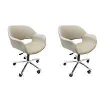 Poltrona Escritório Eduarda cor fendi regulagem de altura Kit com 2 unidades