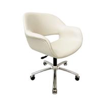 Poltrona Escritório Eduarda cor off white base cromada com regulagem de altura