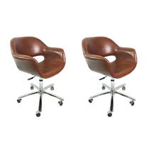 Poltrona Escritório Eduarda cor Whisky regulagem de altura Conjunto 2 Unidades