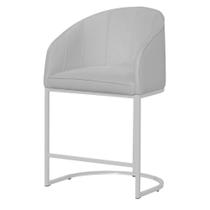 Poltrona Estilo Banqueta Mia Tecido Suede Base Metal Branco - Estopar Poltrona Estilo Banqueta Mia Tecido Suede Base Metal Branco - Estopar