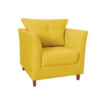 Poltrona Estofada Com Almofada Isis Recepção Consultório Corano Amarelo - LM DECOR