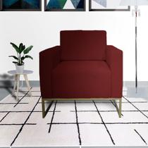 Poltrona Estofada Com Base de Ferro Para Sala de Estar Grazi Suede Vermelho Bordo - DL DECOR