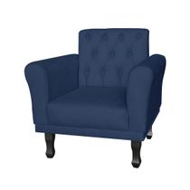 Poltrona Estofada Com Capitone Para Salão de Beleza Classic Suede Azul Marinho - DL Decor