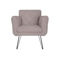 Poltrona Estofada Com Pés de Ferro Para Sala de Estar Isabella Suede Rose - DL Decor