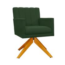 Poltrona Estofada Com Pés Giratório De Madeira Cecília Suede Verde - INCASA DECOR