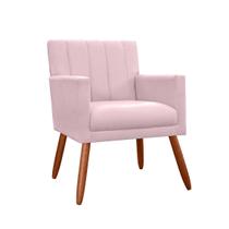 Poltrona Estofada Decorativa Pés Palito Para Escritório Cecília Corano Rosa Bebe - INCASA DECOR