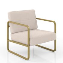 Poltrona Estofada Dinamarca Industrial Dourado/bouclé Off White - M.a Poltrona Estofada Dinamarca Industrial Dourado/bouclé Off White - M.a