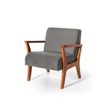 Poltrona Estofada em Madeira Maciça Cléo Cinza Kaiber Estofados Poltrona Estofada em Madeira Maciça Cléo Cinza Kaiber Estofados