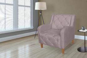 Poltrona Estofada Hall de Entrada Munique Suede Rosê - LM DECOR