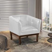 Poltrona Estofada Madeira Maciça Noah Couro Legítimo Scala Decor