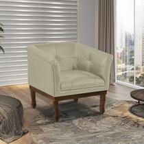 Poltrona Estofada Madeira Maciça Noah Couro Legítimo