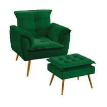 Poltrona Estofada Opala com Puff Lunar Sued Verde Aradecor Poltrona Estofada Opala com Puff Lunar Sued Verde Aradecor