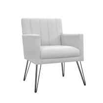 Poltrona Estofada Para Hall de Entrada com Pés de Ferro Cecília Corano Branco - LM DECOR