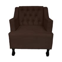 Poltrona Estofada Para Hall de Entrada Genesis Suede Marrom LM DECOR