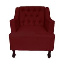 Poltrona Estofada Para Hall de Entrada Genesis Suede Vermelho Bordo LM DECOR