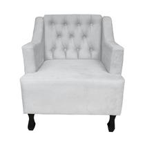 Poltrona Estofada Para Hall de Entrada Heloisa Suede Branco DL Decor