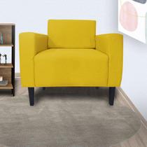 Poltrona Estofada Para Quarto Closet Leticia Slim Corano Amarelo - LM DECOR