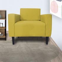 Poltrona Estofada Para Quarto Closet Leticia Slim Suede Mostarda - LM DECOR Poltrona Estofada Para Quarto Closet Leticia Slim Suede Mostarda - LM DECOR