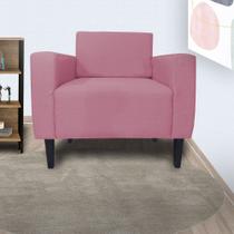 Poltrona Estofada Para Quarto Closet Leticia Slim Suede Rosa Barbie - LM DECOR Poltrona Estofada Para Quarto Closet Leticia Slim Suede Rosa Barbie - LM DECOR