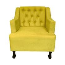 Poltrona Estofada Para Recepção Consultório Genesis Suede Amarelo LM DECOR