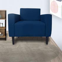 Poltrona Estofada Para Sala de Espera Leticia Slim Suede Azul Marinho - LM DECOR