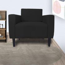 Poltrona Estofada Para Sala de Espera Leticia Slim Suede Preto - LM DECOR