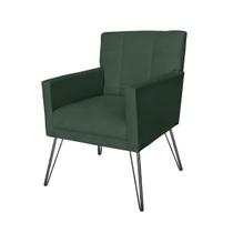 Poltrona Estofada Para Sala de Espera Pés de Ferro Onix Suede Verde - LM DECOR