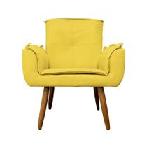 Poltrona Estofada Para Sala de Estar Emília Plus Suede Amarelo - LM DECOR