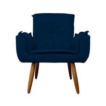 Poltrona Estofada Para Sala de Estar Emília Plus Suede Azul Marinho - LM DECOR