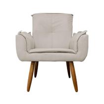 Poltrona Estofada Para Sala de Estar Emília Plus Suede Bege - LM DECOR