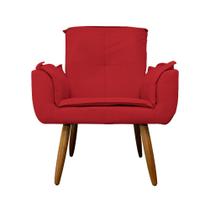 Poltrona Estofada Para Sala de Estar Emília Plus Suede Vermelho - DL Decor