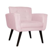 Poltrona Estofada Para Sala de Estar Giovanna Suede Rosa Bebe - DL Decor