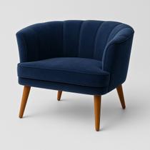 Poltrona Estofada para Sala de Estar Moderna Tecido Veludo Pés Palito Resistente