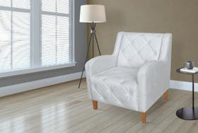 Poltrona Estofada Para Sala de Visitas Munique Corano Branco - LM DECOR