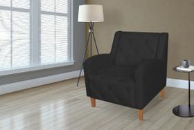 Poltrona Estofada Para Sala de Visitas Munique Suede Preto - LM DECOR