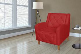 Poltrona Estofada Para Sala de Visitas Munique Suede Vermelho - LM DECOR