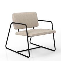 Poltrona Estofada Sintra Preto Fosco/Suede Bege - Móveis Arapongas - A Móveis Arapongas