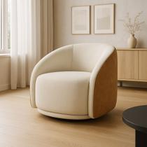Poltrona Eva 87cm Giratoria Boucle Suave Bege material sintético Terracota Premiun Para Sala Luxo Poltrona Eva 87cm Giratoria Boucle Suave Bege material sintético Terracota Premiun Para Sala Luxo