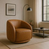 Poltrona Eva 87cm Giratoria Elegante material sintético Caramelo Premiun Para Sala Luxo Poltrona Eva 87cm Giratoria Elegante material sintético Caramelo Premiun Para Sala Luxo