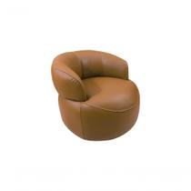 Poltrona Fini Giratória em Couro Natural com Espuma D-30 Soft Brown Mempra Móveis