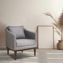Poltrona Fixa Agatha Tecido Linho Pés Imbuia